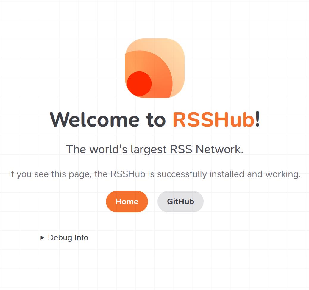 The default RSSHub home page